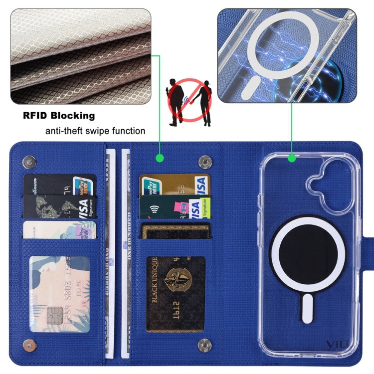 For iPhone 15 Pro Max ViLi GHA-C Series RFID MagSafe Magnetic Flip Leather Phone Case(Blue) - iPhone 15 Pro Max Cases by ViLi | Online Shopping South Africa | PMC Jewellery | Buy Now Pay Later Mobicred