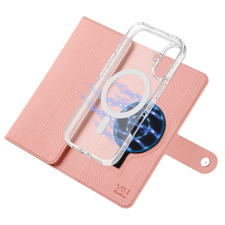 For iPhone 14 Plus ViLi GHA-C Series RFID MagSafe Magnetic Flip Leather Phone Case(Pink) - iPhone 14 Plus Cases by ViLi | Online Shopping South Africa | PMC Jewellery | Buy Now Pay Later Mobicred