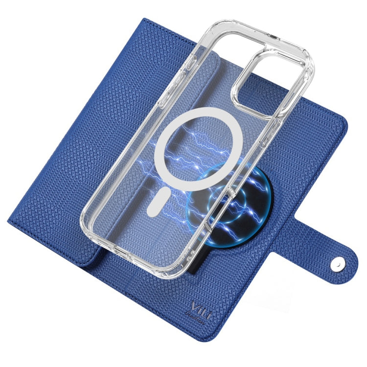 For iPhone 16 ViLi GHB-C Series RFID MagSafe Magnetic Flip Leather Phone Case(Blue) - iPhone 16 Cases by ViLi | Online Shopping South Africa | PMC TechLife | Buy Now Pay Later Mobicred