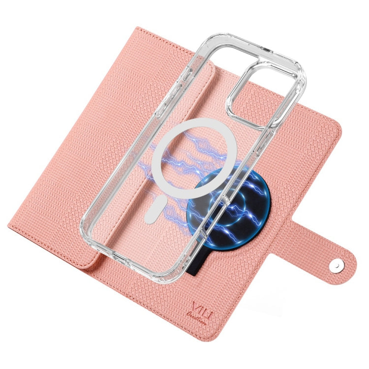 For iPhone 16 Pro ViLi GHB-C Series RFID MagSafe Magnetic Flip Leather Phone Case(Pink) - iPhone 16 Pro Cases by ViLi | Online Shopping South Africa | PMC Jewellery | Buy Now Pay Later Mobicred