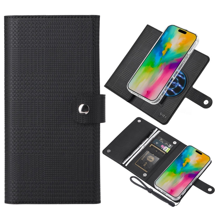 For iPhone 16 Pro Max ViLi GHB-C Series RFID MagSafe Magnetic Flip Leather Phone Case(Black) - iPhone 16 Pro Max Cases by ViLi | Online Shopping South Africa | PMC TechLife | Buy Now Pay Later Mobicred