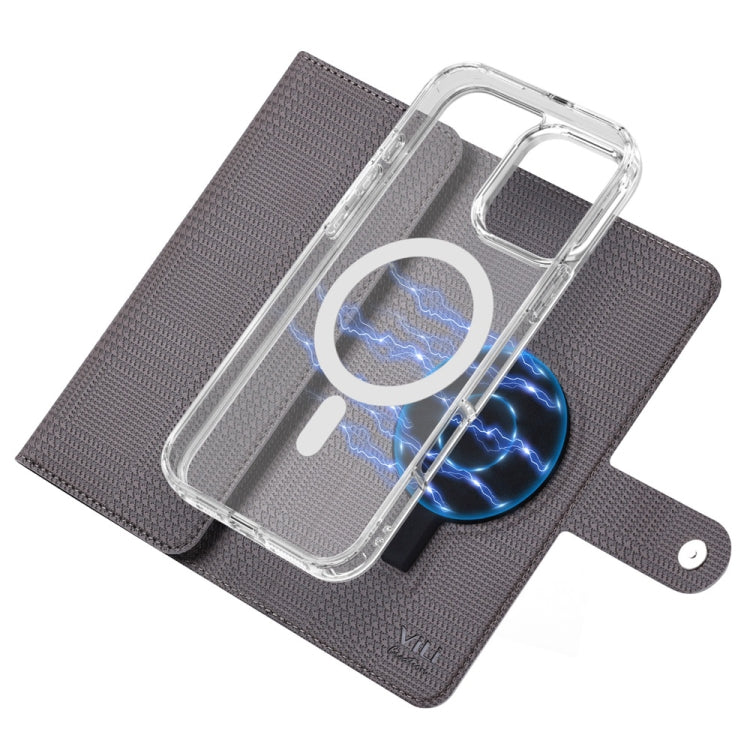 For iPhone 15 ViLi GHB-C Series RFID MagSafe Magnetic Flip Leather Phone Case(Grey) - free shipping - PMC Jewellery - Order now!