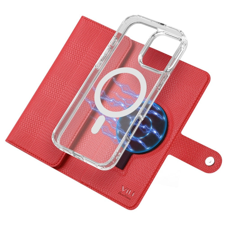 For iPhone 15 ViLi GHB-C Series RFID MagSafe Magnetic Flip Leather Phone Case(Red) - free shipping - PMC Jewellery - Order now!