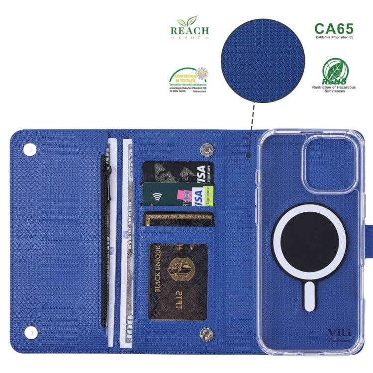 For iPhone 15 Plus ViLi GHB-C Series RFID MagSafe Magnetic Flip Leather Phone Case(Blue) - iPhone 15 Plus Cases by ViLi | Online Shopping South Africa | PMC Jewellery | Buy Now Pay Later Mobicred