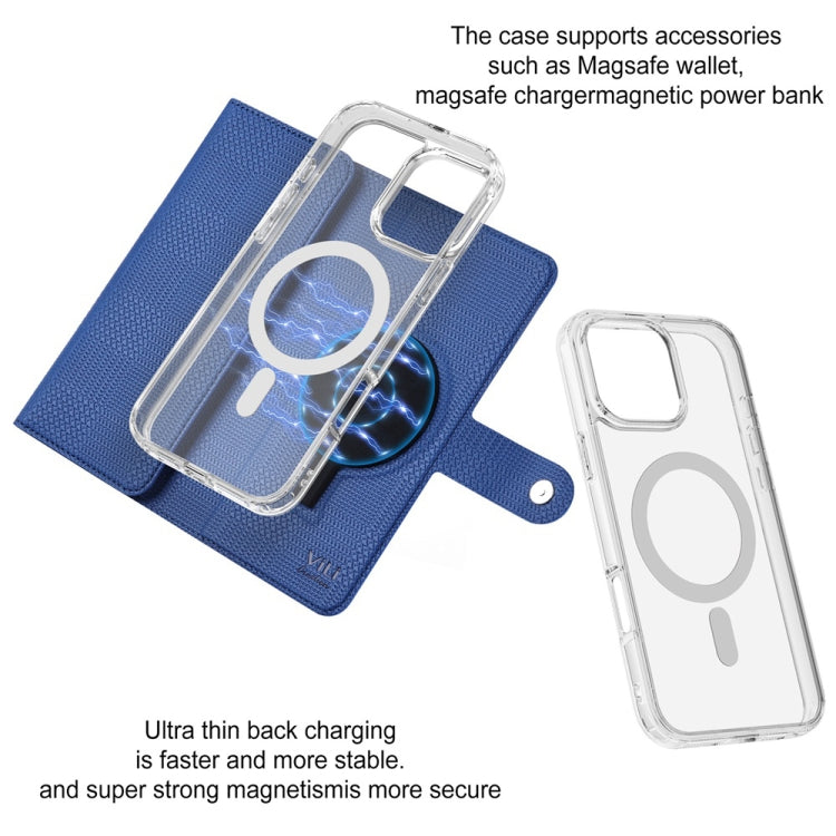 For iPhone 15 Pro Max ViLi GHB-C Series RFID MagSafe Magnetic Flip Leather Phone Case(Blue) - iPhone 15 Pro Max Cases by ViLi | Online Shopping South Africa | PMC Jewellery | Buy Now Pay Later Mobicred