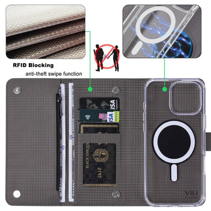 For iPhone 14 Pro Max ViLi GHB-C Series RFID MagSafe Magnetic Flip Leather Phone Case(Grey) - iPhone 14 Pro Max Cases by ViLi | Online Shopping South Africa | PMC Jewellery | Buy Now Pay Later Mobicred