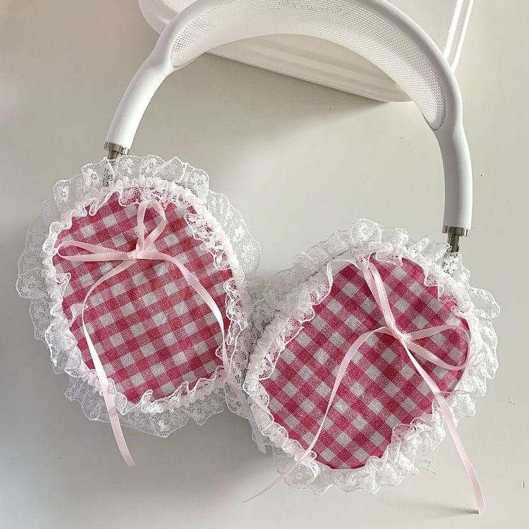 For Apple AirPods Max Headphones Lattice Lace Protective Case(Pink) - For AirPods Max by PMC Jewellery | Online Shopping South Africa | PMC Jewellery | Buy Now Pay Later Mobicred