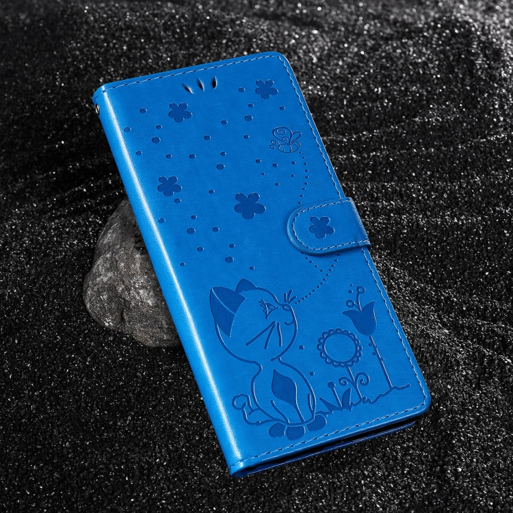 For Samsung Galaxy S25 Ultra 5G Cat and Bee Embossed Flip Leather Phone Case(Blue) - Galaxy S25 Ultra 5G Cases by PMC Jewellery | Online Shopping South Africa | PMC Jewellery | Buy Now Pay Later Mobicred