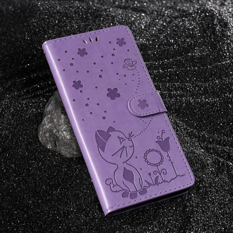 For Samsung Galaxy S25 Ultra 5G Cat and Bee Embossed Flip Leather Phone Case(Purple) - Galaxy S25 Ultra 5G Cases by PMC Jewellery | Online Shopping South Africa | PMC Jewellery | Buy Now Pay Later Mobicred