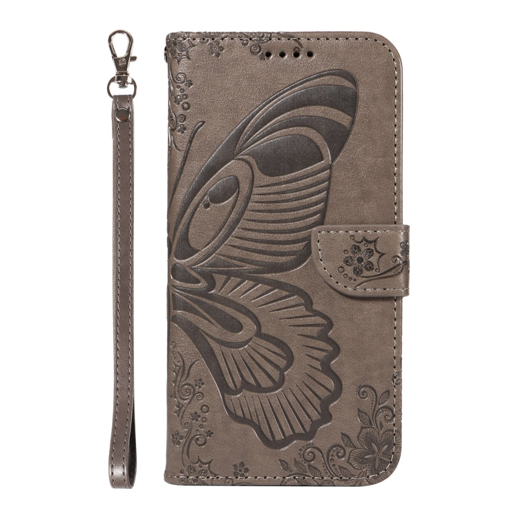 For Samsung Galaxy S25 / S24 5G Swallowtail Butterfly Embossed Leather Phone Case(Grey) - Galaxy S25 5G Cases by PMC Jewellery | Online Shopping South Africa | PMC Jewellery | Buy Now Pay Later Mobicred