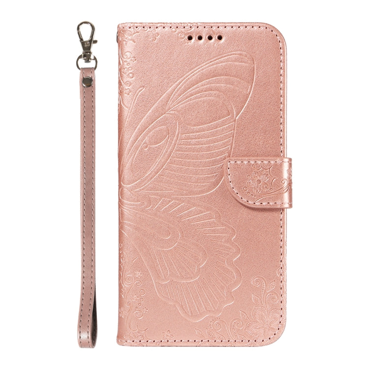 For Samsung Galaxy S25 / S24 5G Swallowtail Butterfly Embossed Leather Phone Case(Rose Gold) - Galaxy S25 5G Cases by PMC Jewellery | Online Shopping South Africa | PMC Jewellery | Buy Now Pay Later Mobicred