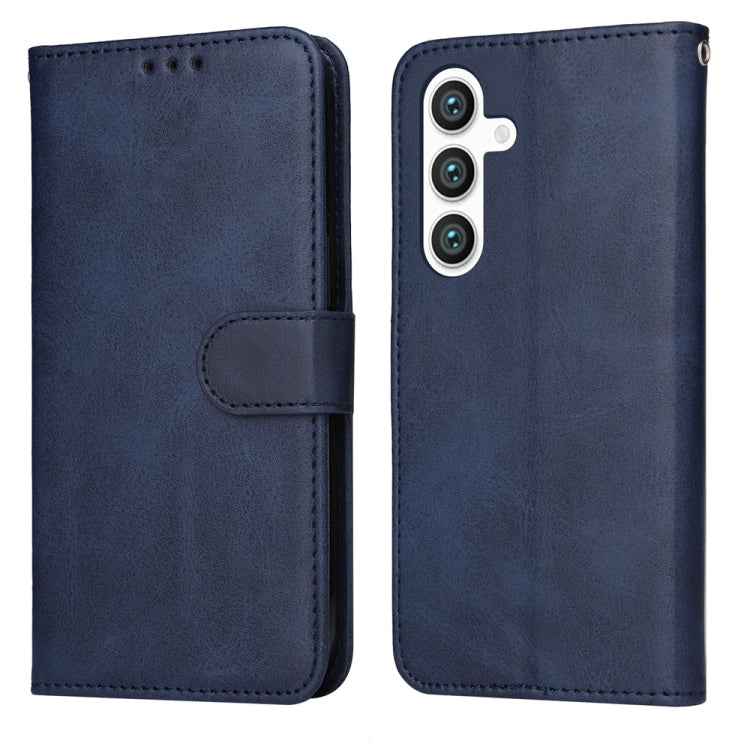 For Samsung Galaxy S25 5G Classic Calf Texture Flip Leather Phone Case(Blue) - Galaxy S25 5G Cases by PMC Jewellery | Online Shopping South Africa | PMC Jewellery | Buy Now Pay Later Mobicred