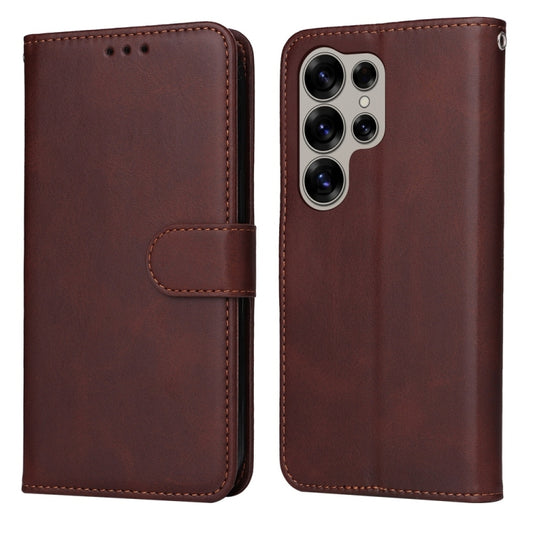 For Samsung Galaxy S25 Ultra 5G Classic Calf Texture Flip Leather Phone Case(Brown) - Galaxy S25 Ultra 5G Cases by PMC Jewellery | Online Shopping South Africa | PMC Jewellery | Buy Now Pay Later Mobicred