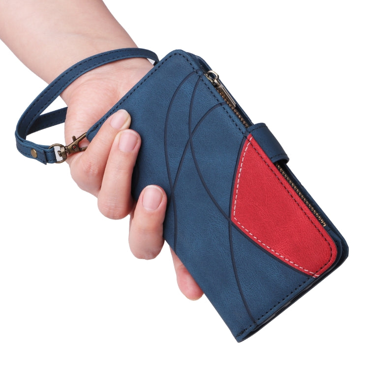 For iPhone 16e Dual-color 9 Card Slots Zipper Wallet Leather Phone Case(Blue) - free shipping - PMC TechLife - Order now!