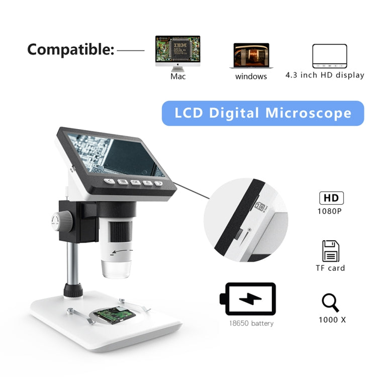 inskam307 0-40mm 1080P 4.3 inch LCD Screen Mobile Phone Repair Industry HD Electron Didital Microscope - Digital Microscope by PMC Jewellery | Online Shopping South Africa | PMC Jewellery | Buy Now Pay Later Mobicred