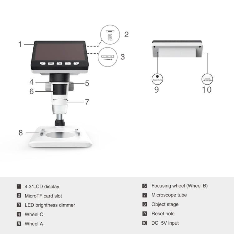 inskam307 0-40mm 1080P 4.3 inch LCD Screen Mobile Phone Repair Industry HD Electron Didital Microscope - Digital Microscope by PMC Jewellery | Online Shopping South Africa | PMC Jewellery | Buy Now Pay Later Mobicred