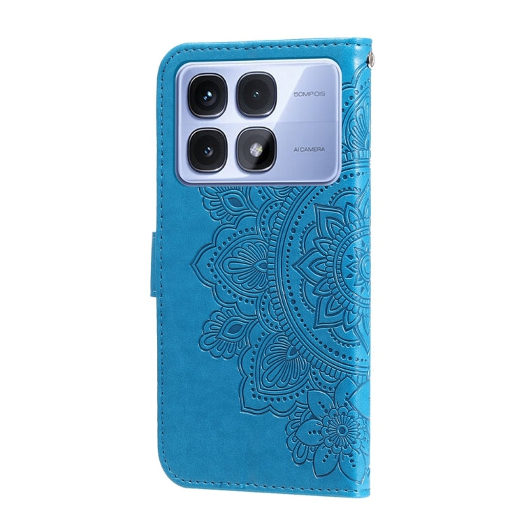 For Redmi K70 Ultra Seven-petal Flowers Embossing Leather Phone Case(Blue) - Xiaomi Cases by PMC Jewellery | Online Shopping South Africa | PMC Jewellery | Buy Now Pay Later Mobicred