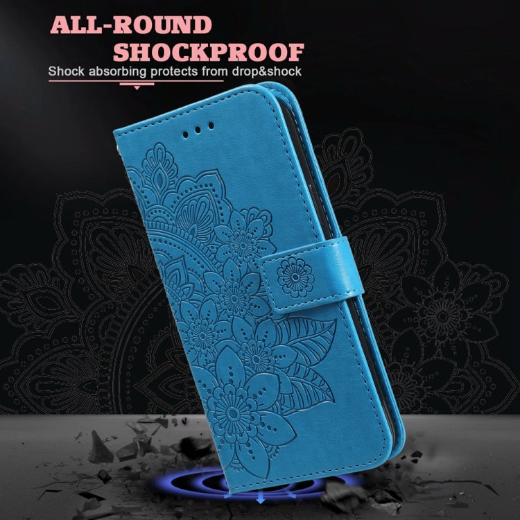 For Redmi K70 Ultra Seven-petal Flowers Embossing Leather Phone Case(Blue) - Xiaomi Cases by PMC Jewellery | Online Shopping South Africa | PMC Jewellery | Buy Now Pay Later Mobicred