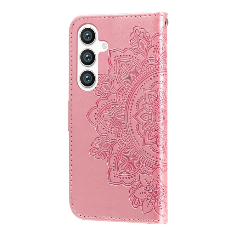 For Samsung Galaxy S25 5G Seven-petal Flowers Embossing Leather Phone Case(Rose Gold) - Galaxy S25 5G Cases by PMC Jewellery | Online Shopping South Africa | PMC Jewellery | Buy Now Pay Later Mobicred