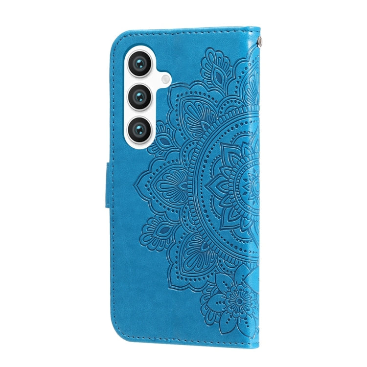 For Samsung Galaxy S25+ 5G Seven-petal Flowers Embossing Leather Phone Case(Blue) - Galaxy S25+ 5G Cases by PMC Jewellery | Online Shopping South Africa | PMC Jewellery | Buy Now Pay Later Mobicred