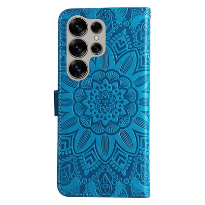 For Samsung Galaxy S25 Ultra 5G Embossed Sunflower Leather Phone Case(Blue) - Galaxy S25 Ultra 5G Cases by PMC Jewellery | Online Shopping South Africa | PMC Jewellery | Buy Now Pay Later Mobicred