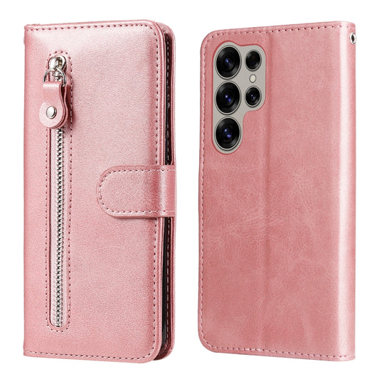 For Samsung Galaxy S25 Ultra 5G Fashion Calf Texture Zipper Leather Phone Case(Rose Gold) - Galaxy S25 Ultra 5G Cases by PMC Jewellery | Online Shopping South Africa | PMC Jewellery | Buy Now Pay Later Mobicred