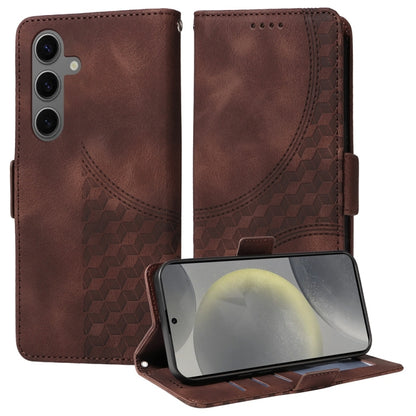 For Samsung Galaxy S25 5G Embossed Rhombus Starry Leather Phone Case(Brown) - Galaxy S25 5G Cases by PMC Jewellery | Online Shopping South Africa | PMC Jewellery | Buy Now Pay Later Mobicred