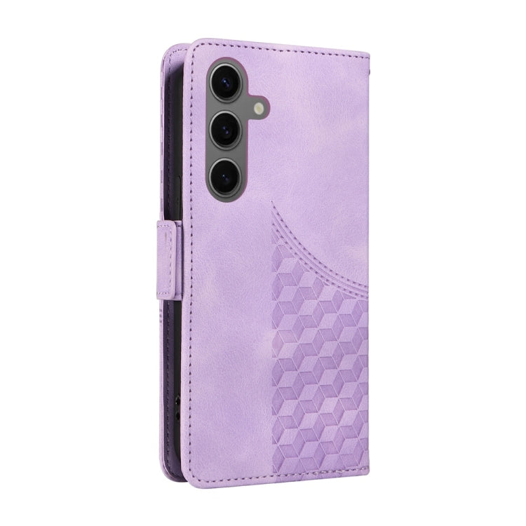 For Samsung Galaxy S25 5G Embossed Rhombus Starry Leather Phone Case(Purple) - Galaxy S25 5G Cases by PMC Jewellery | Online Shopping South Africa | PMC Jewellery | Buy Now Pay Later Mobicred