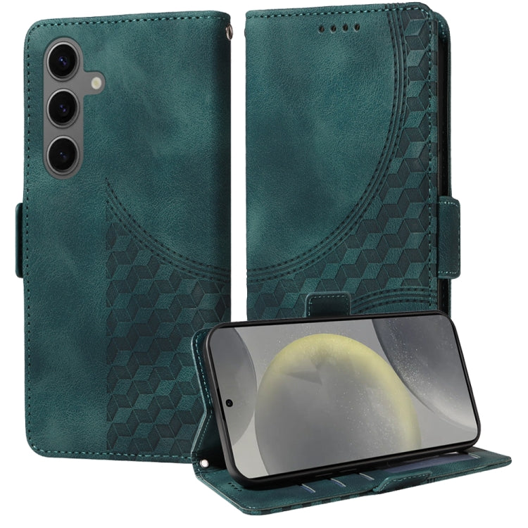 For Samsung Galaxy S25+ 5G Embossed Rhombus Starry Leather Phone Case(Green) - free shipping - PMC Jewellery - Order now!