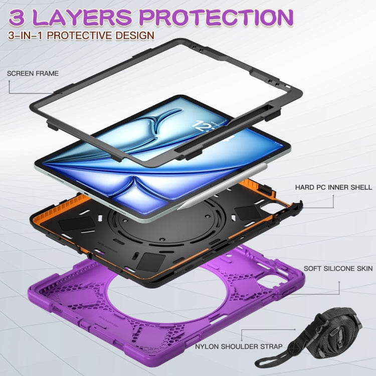 For iPad Air 13 2024 Silicone Hybrid PC Tablet Case with Holder & Shoulder Strap(Purple) - iPad Air 13 2024 Cases by PMC Jewellery | Online Shopping South Africa | PMC Jewellery | Buy Now Pay Later Mobicred