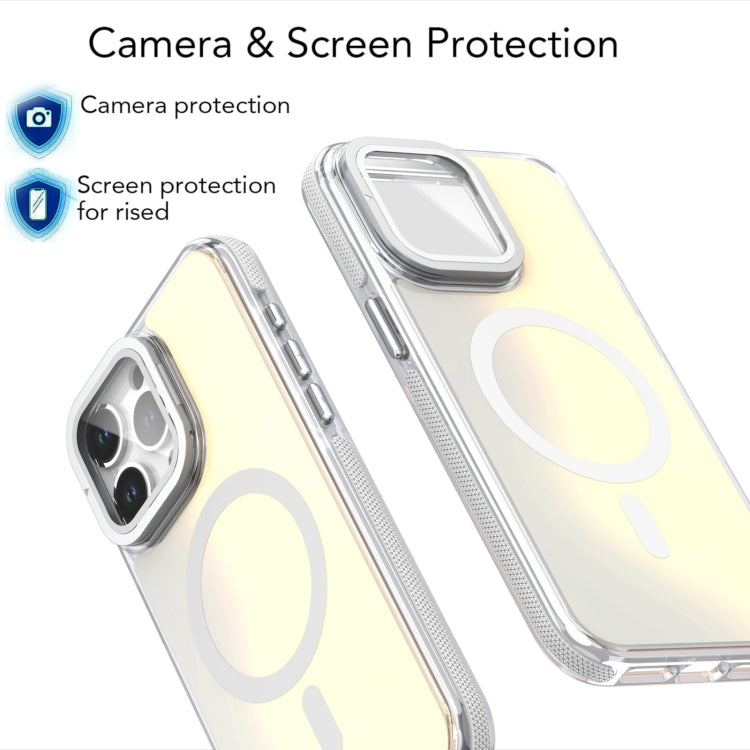 For iPhone 16 Pro Max MagSafe Gradient Color Lens Film Phone Case with Lens Fold Holder(Purple) - iPhone 16 Pro Max Cases by PMC TechLife | Online Shopping South Africa | PMC TechLife | Buy Now Pay Later Mobicred