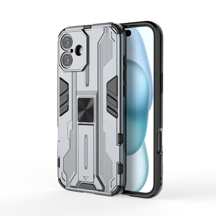 For iPhone 16 Plus Supersonic PC + TPU Holder Phone Case(Grey) - iPhone 16 Plus Cases by PMC TechLife | Online Shopping South Africa | PMC TechLife | Buy Now Pay Later Mobicred