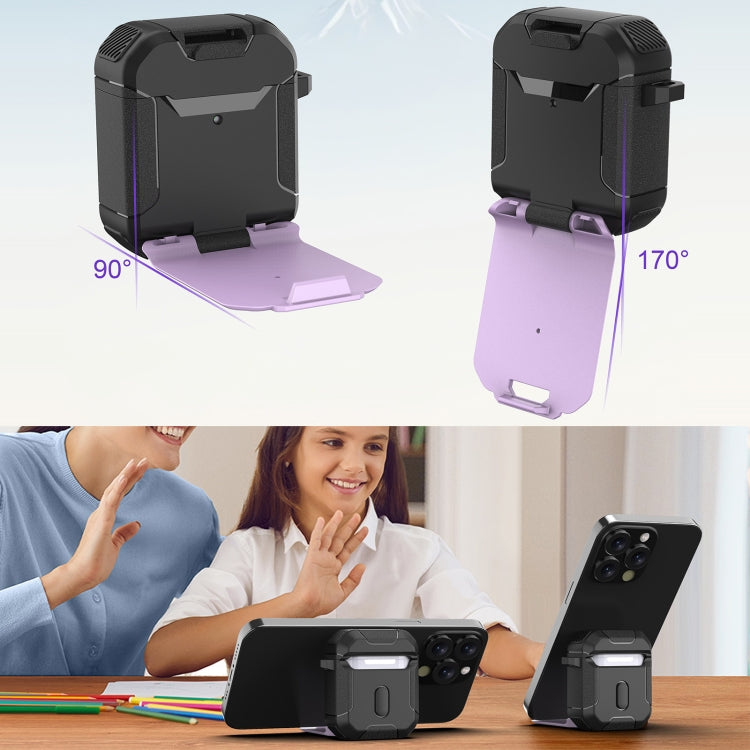 For AirPods Pro Phone Holder Design Earbuds Box Protective Case(Dark Blue) - For AirPods Pro by PMC Jewellery | Online Shopping South Africa | PMC Jewellery | Buy Now Pay Later Mobicred