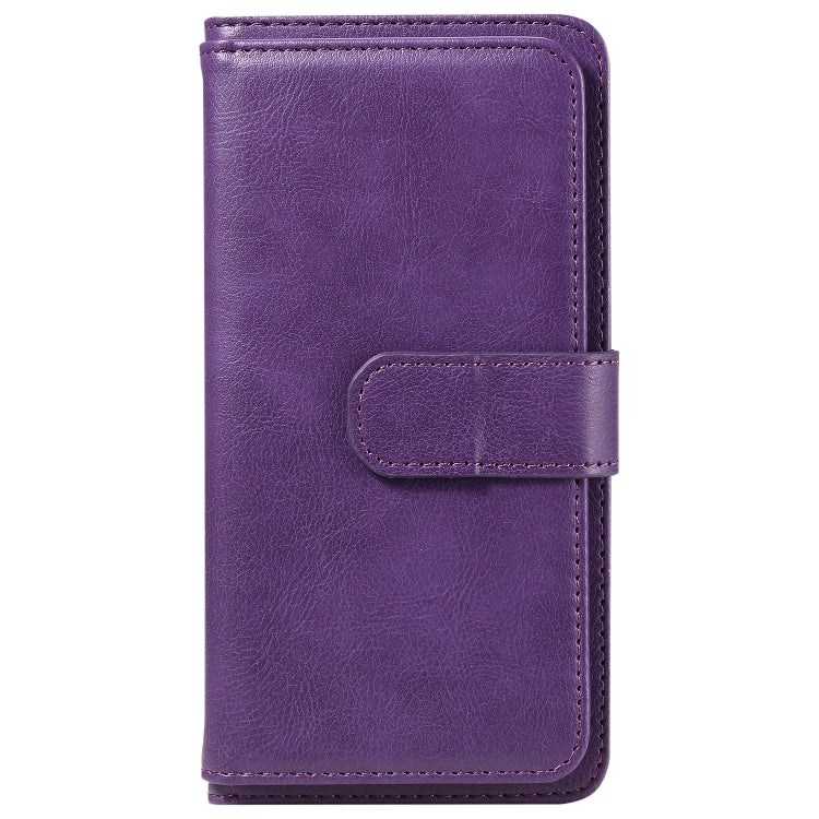 For iPhone 16 Pro Multi-Function Wallet 10 Card Slots Leather Phone Case(Violet) - iPhone 16 Pro Cases by PMC TechLife | Online Shopping South Africa | PMC TechLife | Buy Now Pay Later Mobicred