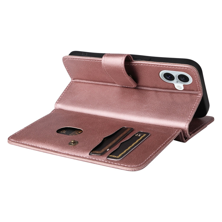 For iPhone 16 Plus Multi-Function Wallet 10 Card Slots Leather Phone Case(Rose Gold) - iPhone 16 Plus Cases by PMC TechLife | Online Shopping South Africa | PMC TechLife | Buy Now Pay Later Mobicred