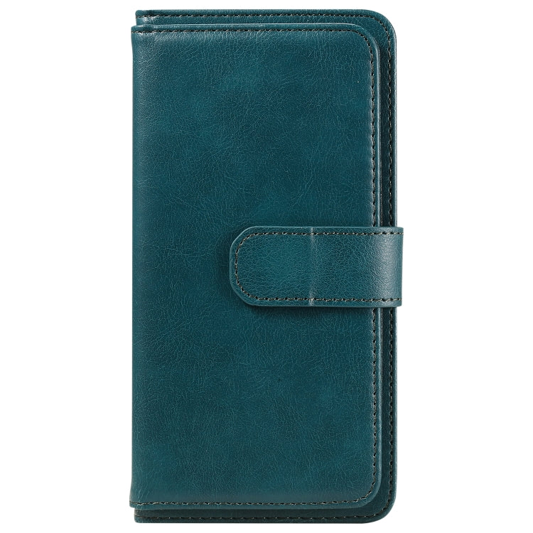 For iPhone 16e Multi-Function Wallet 10 Card Slots Leather Phone Case(Dark Green) - iPhone 16e Cases by PMC TechLife | Online Shopping South Africa | PMC TechLife | Buy Now Pay Later Mobicred