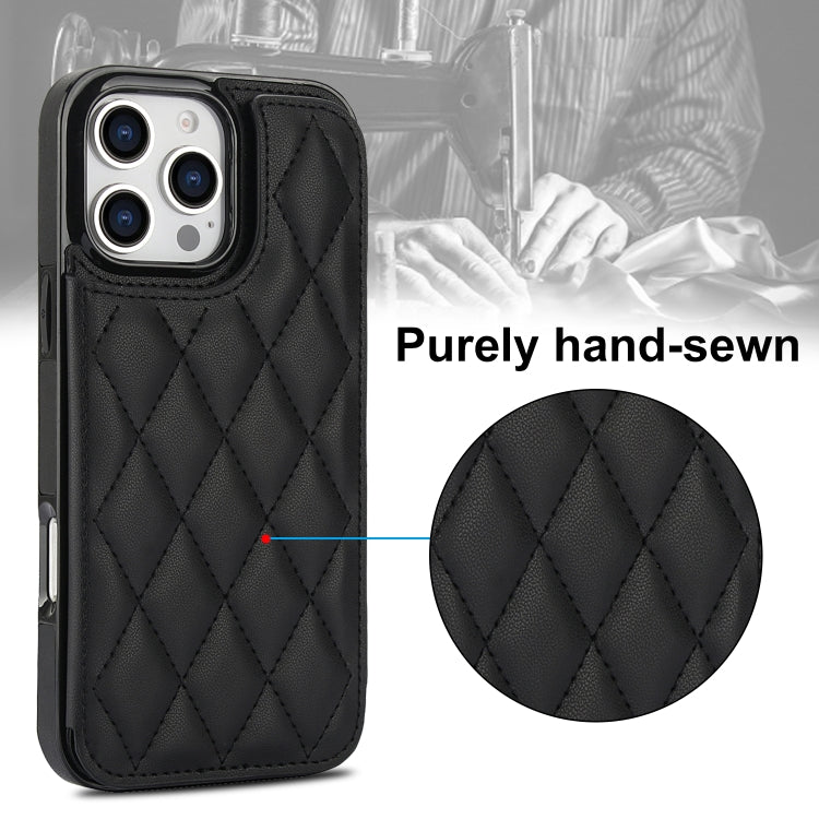 For iPhone 16 Pro Double Buckle Rhombic PU Leather Phone Case(Black) - iPhone 16 Pro Cases by PMC Jewellery | Online Shopping South Africa | PMC Jewellery | Buy Now Pay Later Mobicred