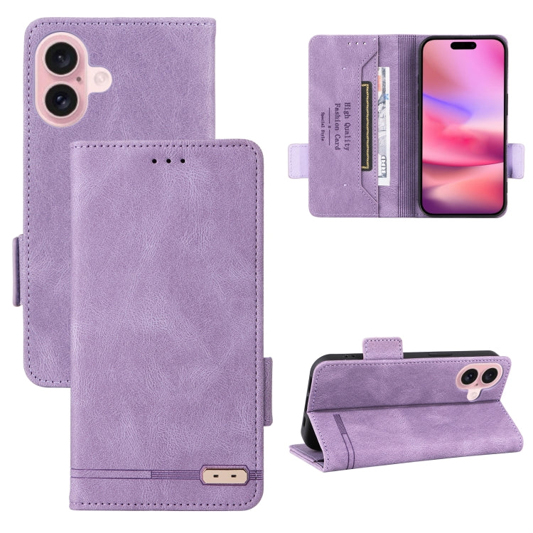 For iPhone 16 Magnetic Clasp Leather Phone Case(Purple) - iPhone 16 Cases by PMC Jewellery | Online Shopping South Africa | PMC Jewellery | Buy Now Pay Later Mobicred