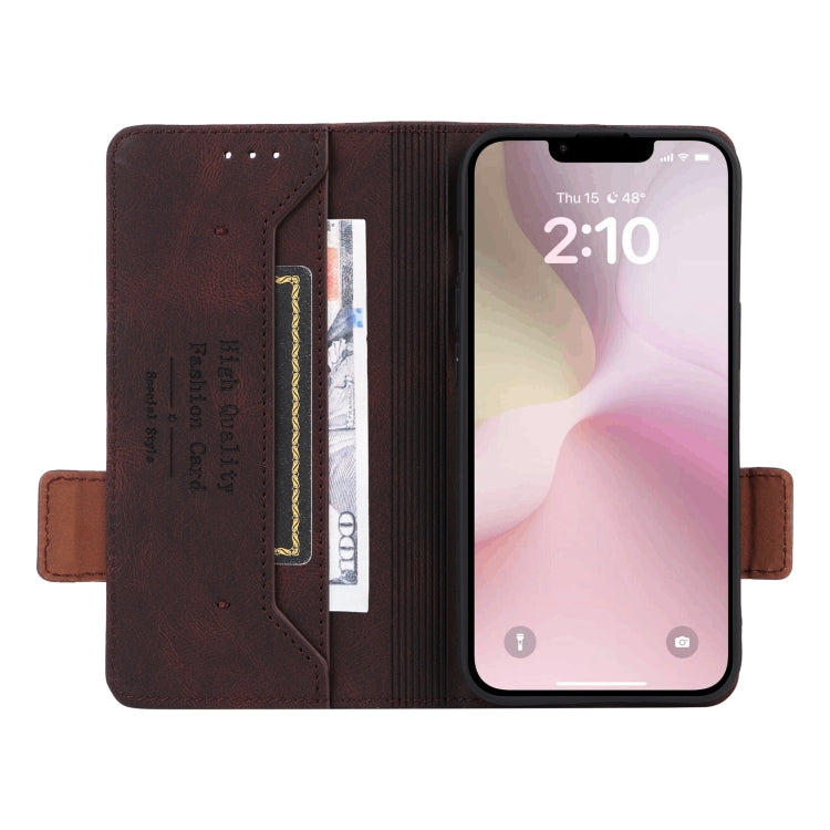 For iPhone 16e Magnetic Clasp Leather Phone Case(Brown) - iPhone 16e Cases by PMC TechLife | Online Shopping South Africa | PMC TechLife | Buy Now Pay Later Mobicred