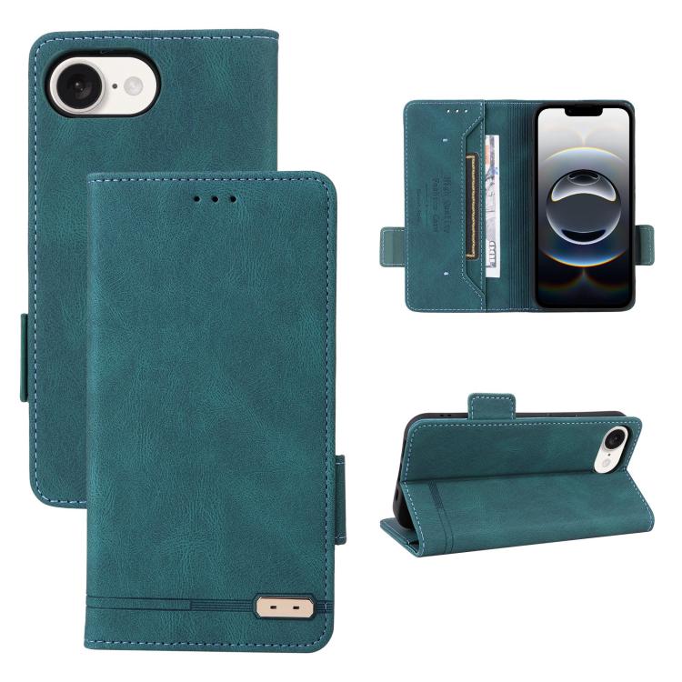 For iPhone 16e Magnetic Clasp Leather Phone Case(Green) - iPhone 16e Cases by PMC TechLife | Online Shopping South Africa | PMC TechLife | Buy Now Pay Later Mobicred