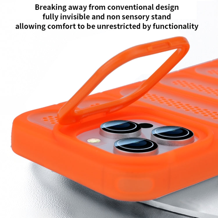 For iPhone 16 Pro Max Invisible Holder Cooling Phone Case(Transparent Orange) - iPhone 16 Pro Max Cases by PMC Jewellery | Online Shopping South Africa | PMC Jewellery | Buy Now Pay Later Mobicred