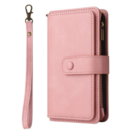 For iPhone 16 Pro Max Skin Feel Multi Card Slots Zipper Wallet Leather Phone Case(Pink) - iPhone 16 Pro Max Cases by PMC Jewellery | Online Shopping South Africa | PMC Jewellery | Buy Now Pay Later Mobicred