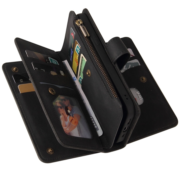 For iPhone 16 Pro Skin Feel Multi Card Slots Zipper Wallet Leather Phone Case(Black) - iPhone 16 Pro Cases by PMC TechLife | Online Shopping South Africa | PMC TechLife | Buy Now Pay Later Mobicred
