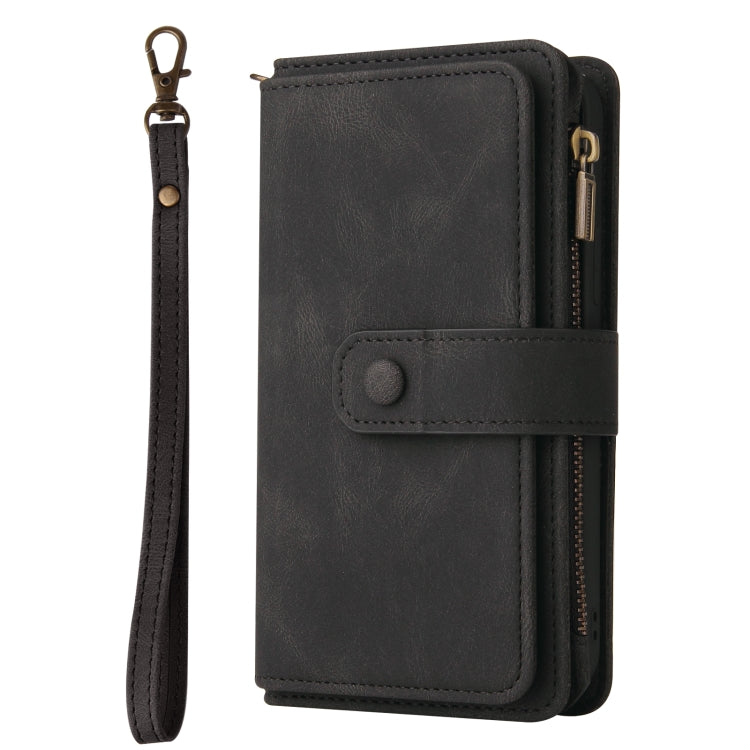 For iPhone 16 Plus Skin Feel Multi Card Slots Zipper Wallet Leather Phone Case(Black) - iPhone 16 Plus Cases by PMC TechLife | Online Shopping South Africa | PMC TechLife | Buy Now Pay Later Mobicred