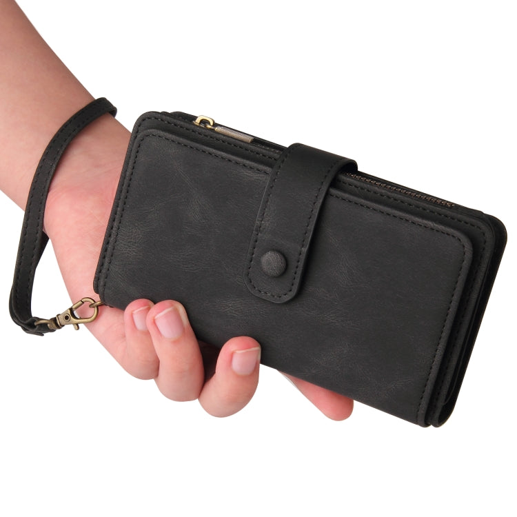 For iPhone 16 Plus Skin Feel Multi Card Slots Zipper Wallet Leather Phone Case(Black) - iPhone 16 Plus Cases by PMC TechLife | Online Shopping South Africa | PMC TechLife | Buy Now Pay Later Mobicred