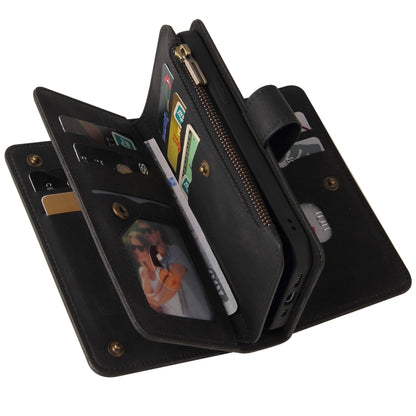 For Samsung Galaxy S25+ / S24+ 5G Skin Feel Multi Card Slots Zipper Wallet Leather Phone Case(Black) - Galaxy S25+ 5G Cases by PMC Jewellery | Online Shopping South Africa | PMC Jewellery | Buy Now Pay Later Mobicred