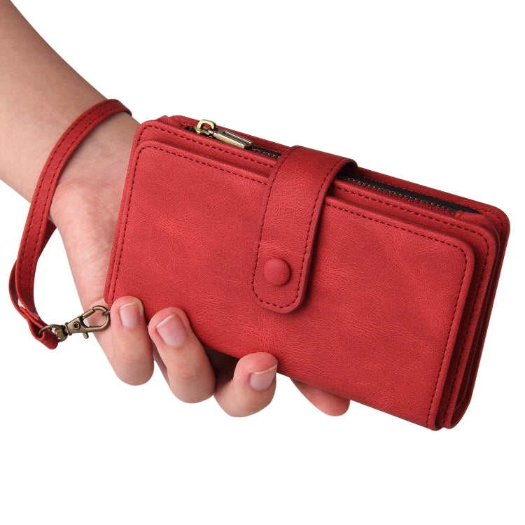 For Honor 200 Pro Skin Feel Multi Card Slots Zipper Wallet Leather Phone Case(Red) - Honor Cases by PMC TechLife | Online Shopping South Africa | PMC TechLife | Buy Now Pay Later Mobicred