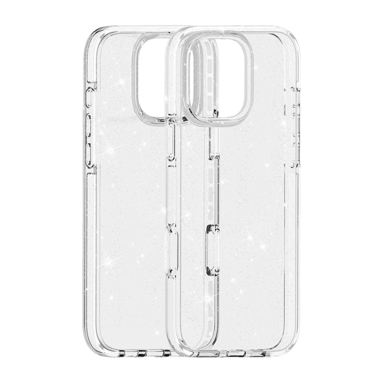 For iPhone 16 Dual Color Clear Glitter TPU + TPE Full Coverage Phone Case(Glitter White) - iPhone 16 Cases by PMC TechLife | Online Shopping South Africa | PMC TechLife | Buy Now Pay Later Mobicred