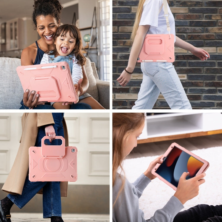 For iPad 10.2 2021 / 2020 / 2019 Legend Grip Holder Silicone Hybrid PC Tablet Case with Strap(Pink) - free shipping - PMC Jewellery - Order now!