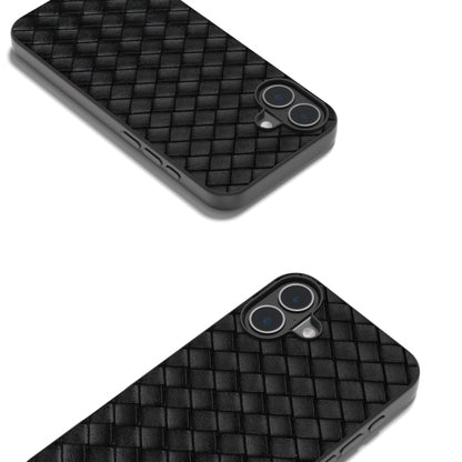 For iPhone 16 Plus Black Frame Woven Texture PU Phone Case(Black) - iPhone 16 Plus Cases by PMC Jewellery | Online Shopping South Africa | PMC Jewellery | Buy Now Pay Later Mobicred